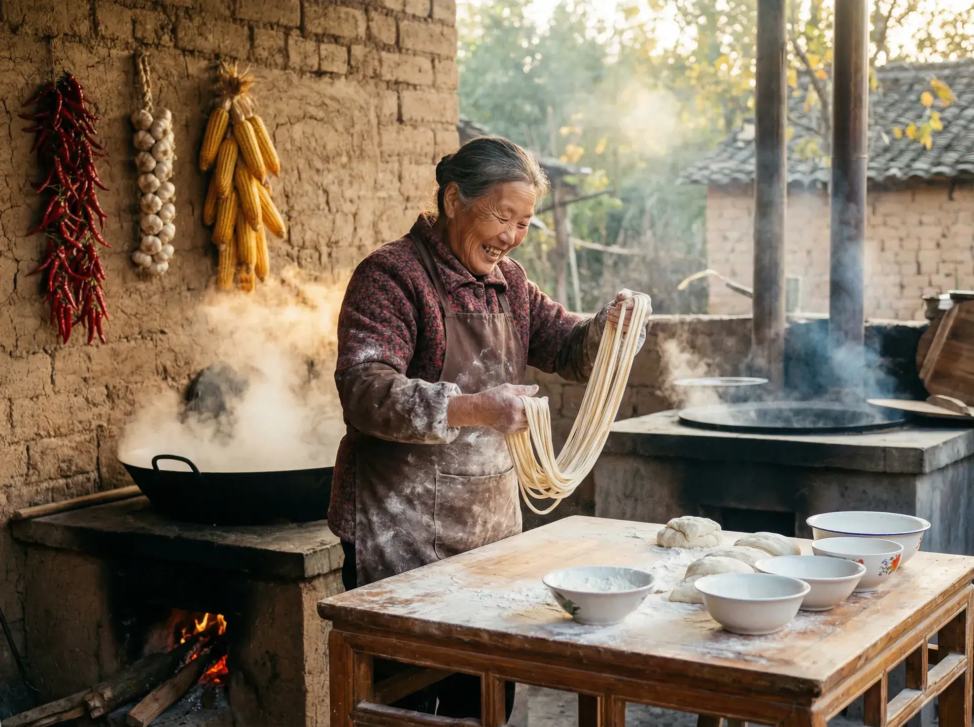 农家大嫂手擀面 - 战地情天 乡村美食